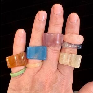 Lot of 8 - Chunky Acrylic Ring Set – Colorful Hard Candy Rings, Y2K Bold Jewelry